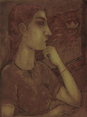 Intaglio print by Indian Artist S.K.Sarkar