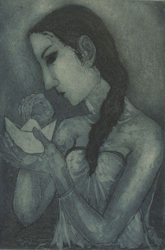 Intaglio print by Indian Artist S.K.Sarkar