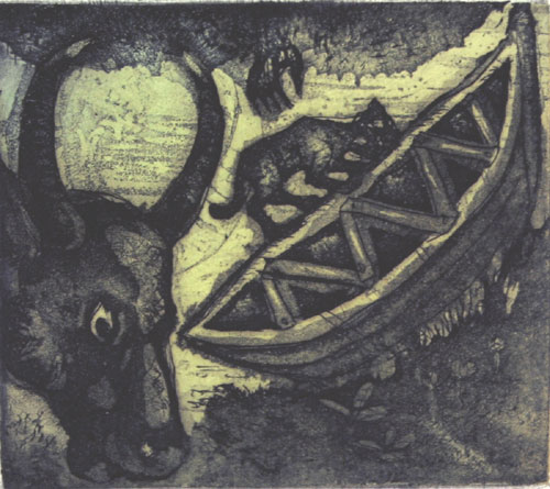 Intaglio print by Indian Artist S.K.Sarkar