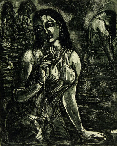 Graphic print by Indian Artist S.K.Sarkar