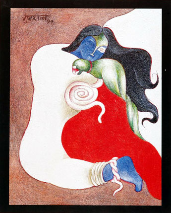 Signed edition prints of narrative women by contemporary Indian Artist Satish Gujral.