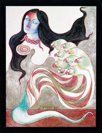 Signed edition prints of narrative women by contemporary Indian Artist Satish Gujral.