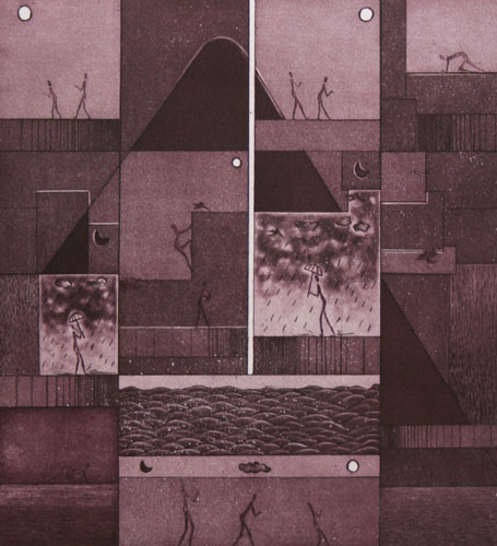 Open edition etching of narrative people by Indian Artist Suchi Kapoor