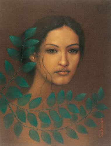 Signed edition prints of A portrait by modern Indian Artist Suhas Roy.