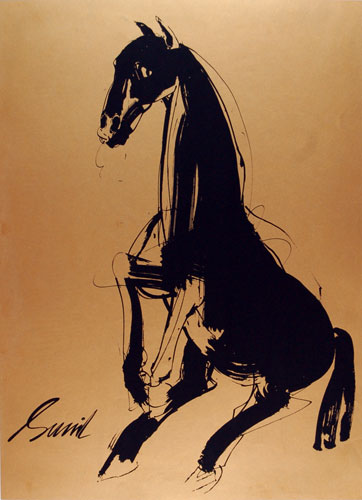 Signed edition prints of figurative horses by contemporary Indian Artist Sunil Das