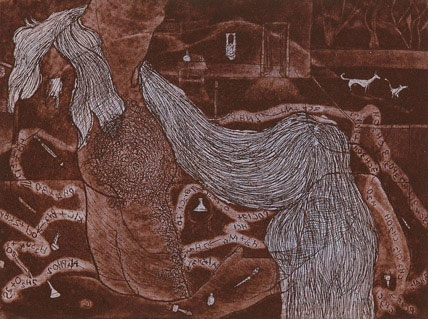 Etching by contemporary Indian Artist T. R. Sunil Lal