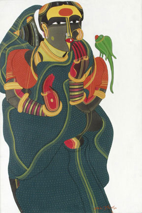 Signed edition prints of figurative women by modern Indian Artist Vaikuntam T..