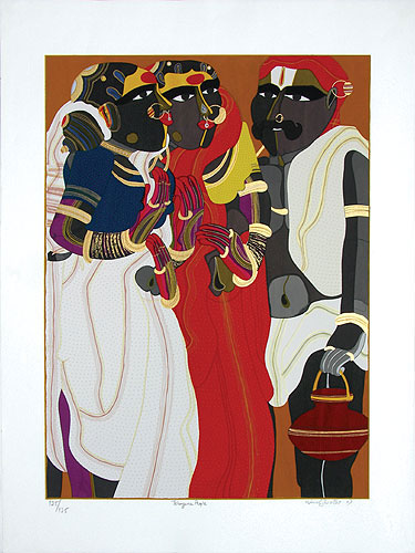 Fine Prints of Telangana People by modern Indian Artist Vaikuntam T.