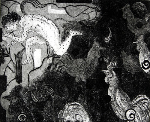 Intaglio Print by contemporary Indian Artist Vasudevan Akkitham