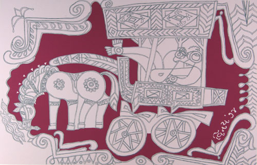 Signed edition prints of madhubani folk art by contemporary Indian Artist Vinay Trivedi.