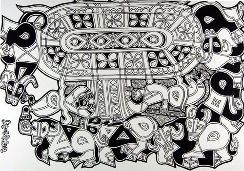 Signed edition prints of madhubani folk art by contemporary Indian Artist Vinay Trivedi.