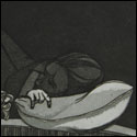 Etching by Indian Artist Amruta, woman in narrative style