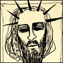 Planographic print of Jesus Christ by contemporary Indian Artist Anjolie Ela Menon