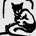 Cats in serigraph prints by contemporary Indian Artist Asma Menon