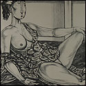 Planographic print of a nude woman by modern Indian Artist D.Doraiswamy