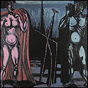 Lithograph by modern Indian Artist D.Doraiswamy, nudes & erotic in figurative style