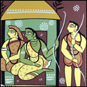 Limited edition prints of Folk Art in Mythology by modern Indian Artist Jamini Roy using silk screen on paper as a medium.