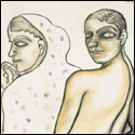 Limited edition prints A serigraph of Narrative Couple by contemporary Indian Artist Jogen Chowdhury.