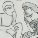 Limited edition prints A serigraph of Narrative Couple by contemporary Indian Artist Jogen Chowdhury.