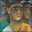 Numbered edition prints of miniature women by contemporary Indian Artist Laxman Aelay.