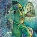 Numbered edition prints of narrative women by contemporary Indian Artist Laxman Aelay.