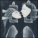 Etching by contemporary Indian Artist Lwihwr Lwihwr Mushahary