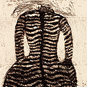 Art Intaglio: Etching on tea-stained paper: Meher Afroz: Poshak I