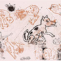 Planographic print of domestic animals by Indian Artist Nandadulal Mukherjee