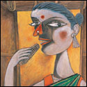 Numbered edition prints of figurative women by modern Indian Artist Paritosh Sen.