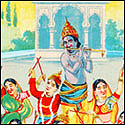 Oleograph Prints of narrative mythology by Indian Artist Ravi Varma Press.