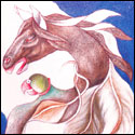 Signed edition reproductions of narrative horses by contemporary Indian Artist Satish Gujral.