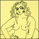 Nude woman in serigraph by modern Indian Artist Shyamal Dutta Ray