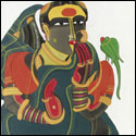 Signed edition prints of figurative women by modern Indian Artist Vaikuntam T..