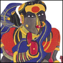 Signed edition prints of figurative women by modern Indian Artist Vaikuntam T..